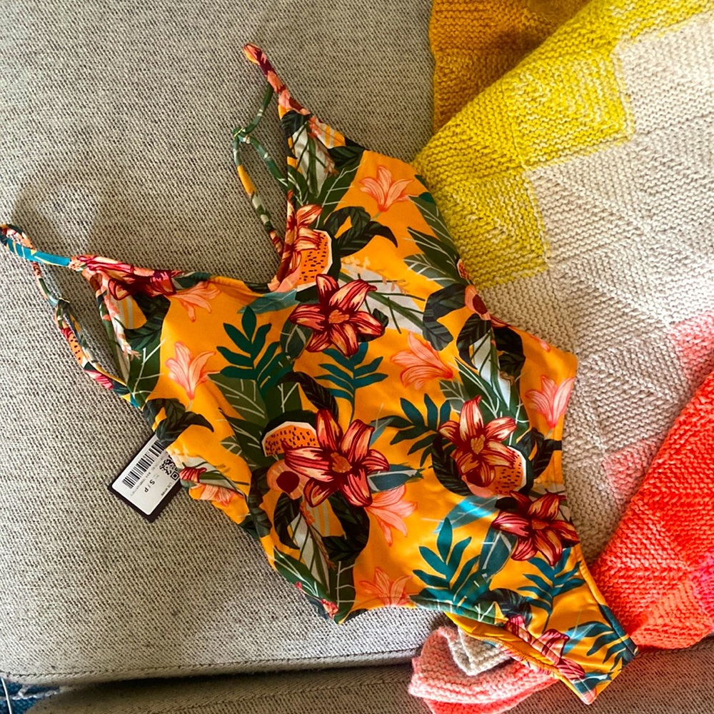 Colorful floral print bathing suit - size small
